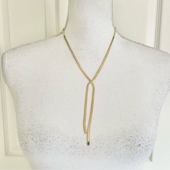 Argento Vivo Flat Gold-Plated Silver Necklace NEW - Picture 1 of 5